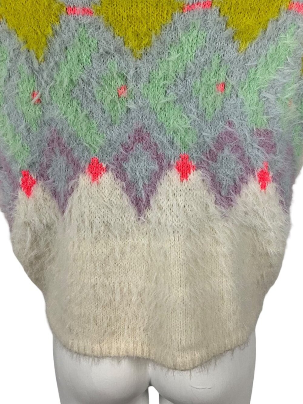 Anthropologie Fairisle Fuzzy Eyelash Muscle Sweater Tank M Fall Fashion - Picture 13 of 15